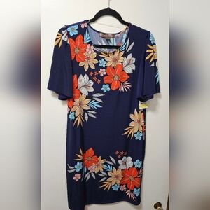 Alexandra & Oak Knee Length Navy Floral Dress. Size Medium. NWT.